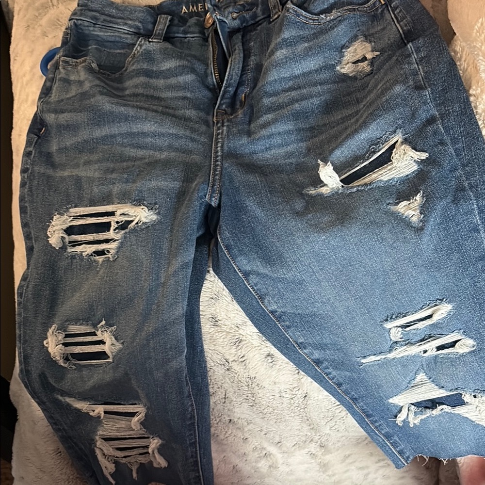 Distressed Blue Jeans